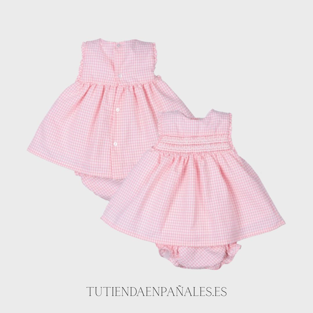 Jesusín con braga VICHY PUNTO INGLES rosa - Imagen 3