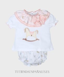 Conjunto algodón 2 piezas rosa familia CABALLO BALANCÍN