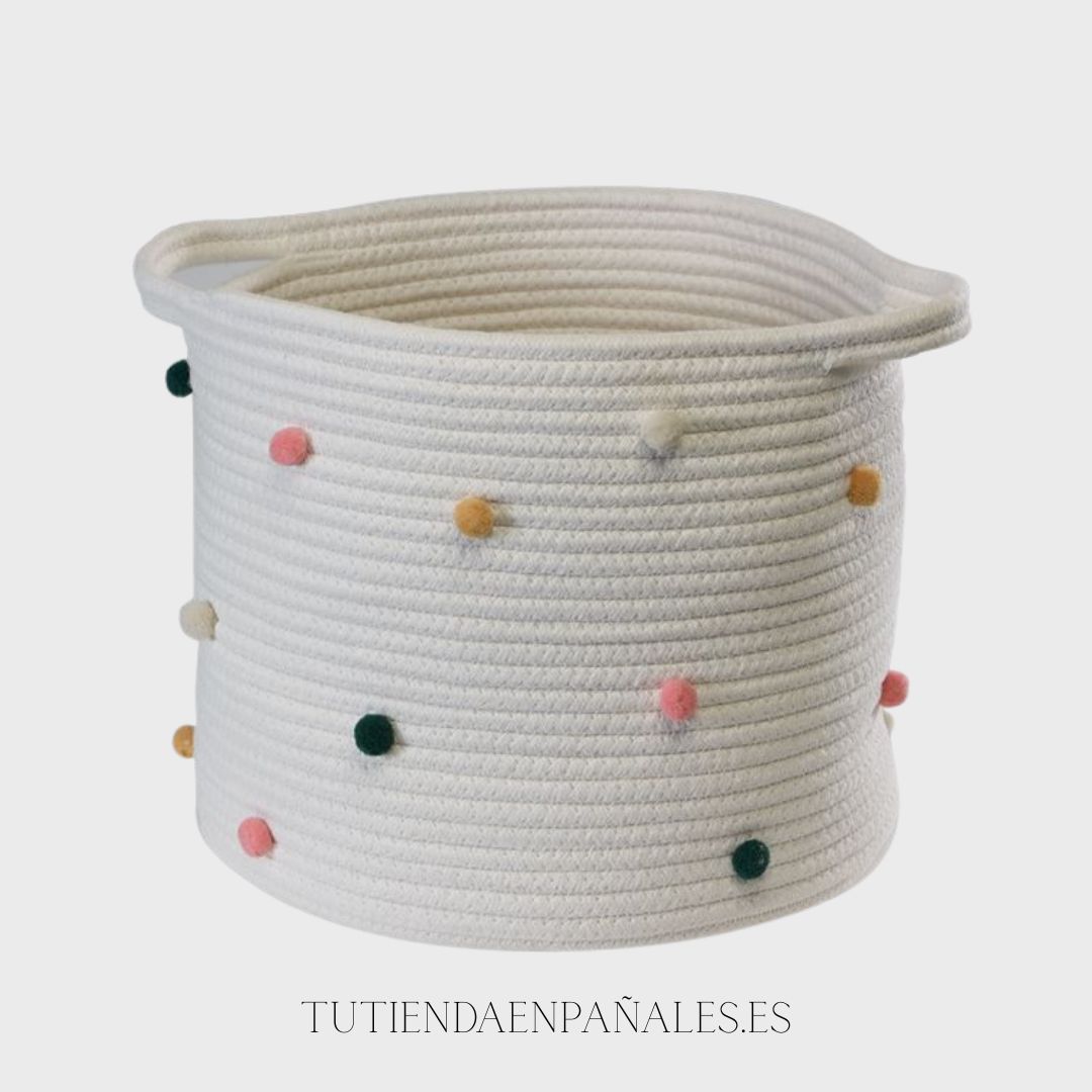 Cesto multiusos infantíl POMPONES DE COLORES