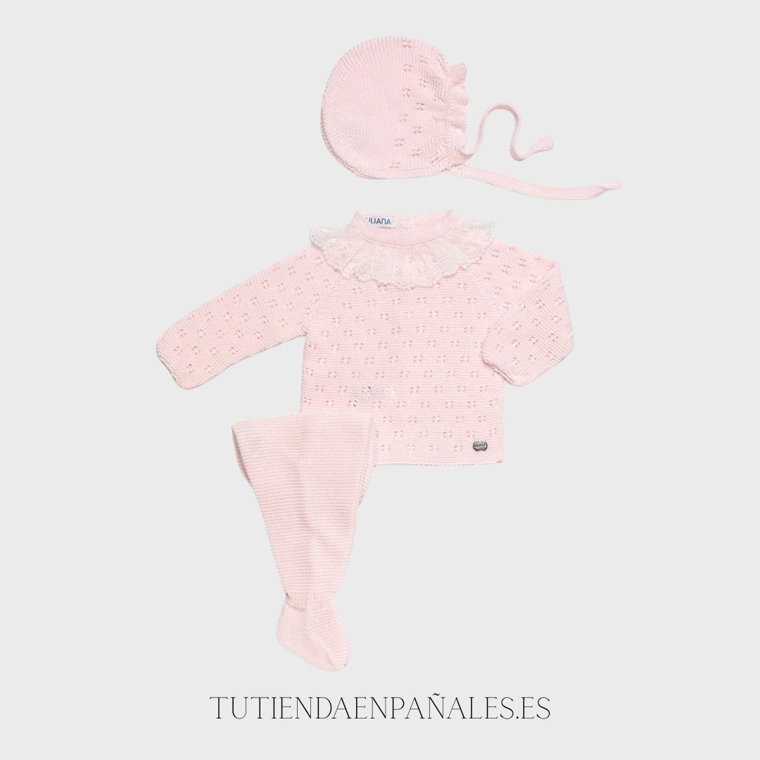 Conjunto lana 3 piezas Juliana CALADO PUNTILLA