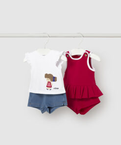Conjunto 2 piezas algodón Mayoral NIÑA COLETAS rojo