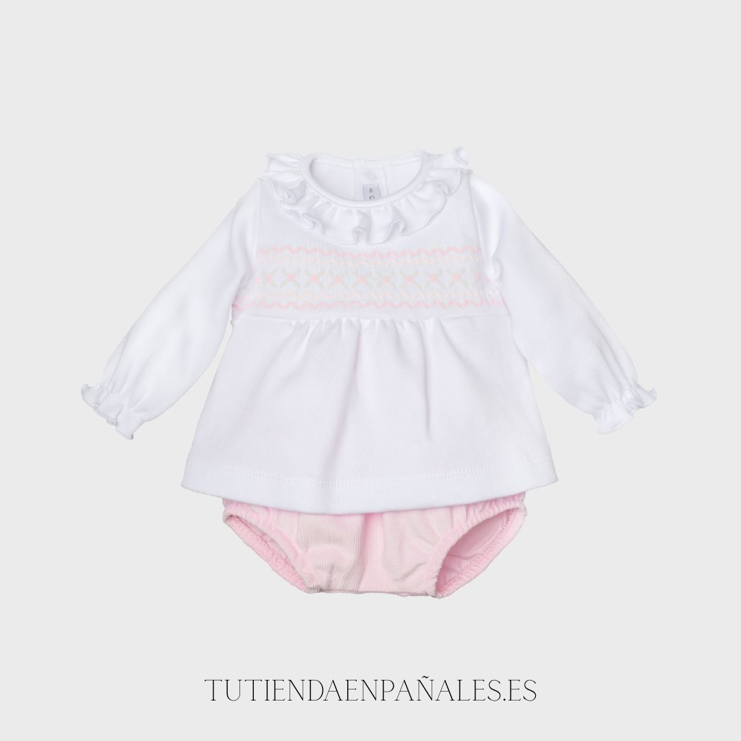 Conjunto pololo 2 piezas micropana NIDO DE ABEJA rosa