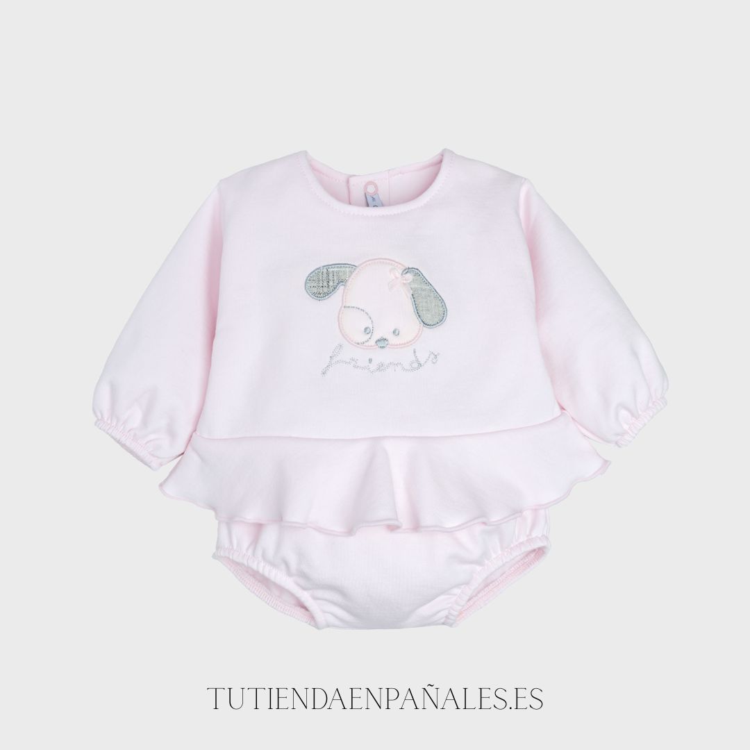 Conjunto pololo 2 piezas PERRITO VOLANTE rosa