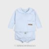 Conjunto pololo 2 piezas ALGODÓN CUELLO BEBÉ celeste