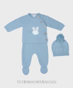 Conjunto polainas con gorro CONEJITO azul