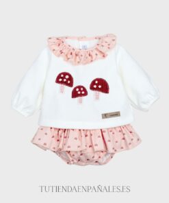 Conjunto pololo 2 piezas VOLANTE SETAS rosa