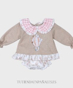 Conjunto sudadera ARDILLA GLOBO VICHY rosa